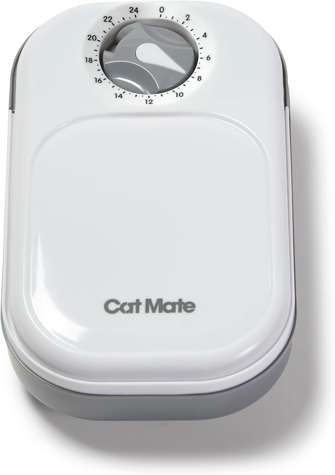 Cat Mate C100 Single Meal Automatic Timer-Controlled Pet Feeder - Suitable for Cats and Small Dogs, for Wet or Dry Food, up to 0.88 lb Capacity, White