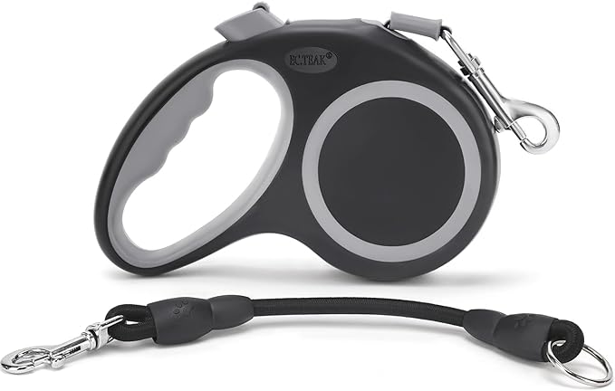 Retractable Dog Leash, Heavy Duty Dog Leash for Dogs up to 110lbs, Strong Nylon Tape No Tangle, One-Handed Brake, Pause, Lock, Perfect for Medium Large Dogs; Black (Black, 16 FT (0-66 lbs))