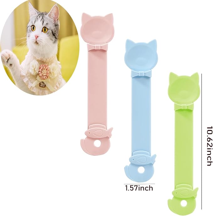 2 in 1 Pet Cat Strip Snack Feeder, Portable Cute Sliding Cat Treat Feeding Spoon&Cat Food Spoon for Wet Food（3pcs）