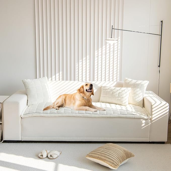 Gumfolk Pet Couch Covers for Sofa Slipcovers Couch Protector for Dogs Washable Cushion Cover, Sofa Pad Blanket Furniture, White, 27in*59in