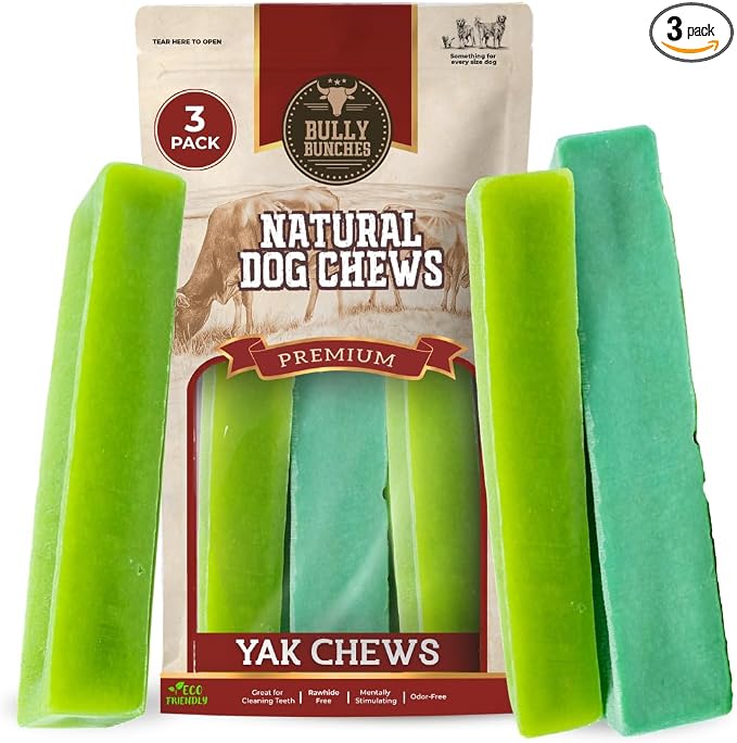 Bully Bunches Premium Mint Himalayan Yak Chew for Dogs, 100g, All-Natural, Long-Lasting, Authentic Yak Milk, Healthy Dental Chew, High-Protein, Grain-Free (Medium, 3 Pack)