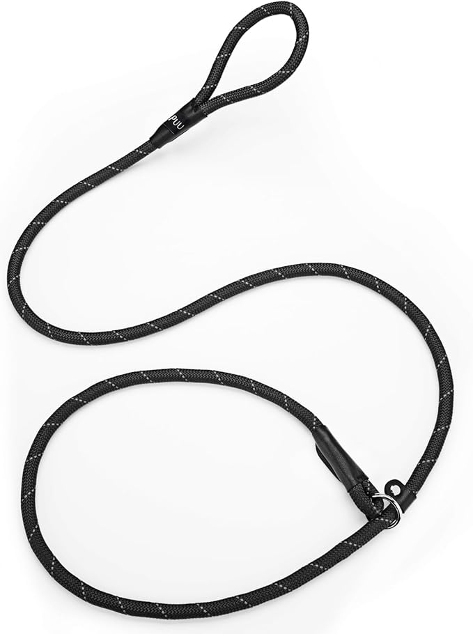Reflective Slip Leads for Dogs,6FT x 1/2" Dog Leash Heavy Duty Strong Rope Lead for Large, Medium Dogs, No Pull Pet Training Leash(Black, Large(1/2in-6ft))