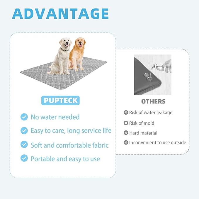 PUPTECK Dog Cooling Mat Pad for Medium Large Dogs, Cooling Blanket for Kennels Crate Floor, Dog Cat Summer Sleeping Bed Outside, Washable & Portable, XX-Large 60"x80"