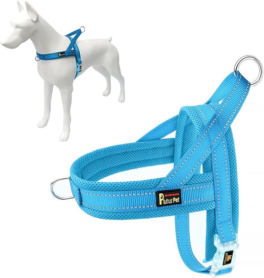 Plutus Pet No Pull Dog Harness with Breathable Mesh Padded, Adjustable Reflective Escape Proof Dog Harness, Quick Fit Dog Vest Harness for Small Medium Large Dogs(S, Cyan)