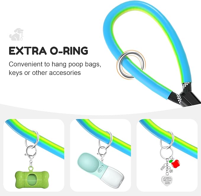 Dog Leash Heavy Duty 4/5/6ft XiaZ 2 Handles Dog Leashes for Medium Large Dogs 1/2 Inch 1000lb Strength Reflective PVC Waterproof-Handles Metal Hook Dual-Handle Rope Leash Nighttime Safety
