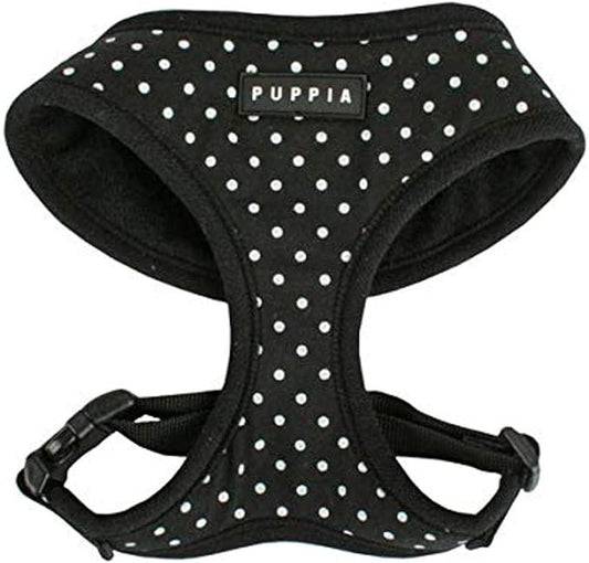 Puppia Dotty Dog Harness Over-the-Head No Pull No Choke Walking Training Adjustable for Small & Medium Dog, X-Small, Black