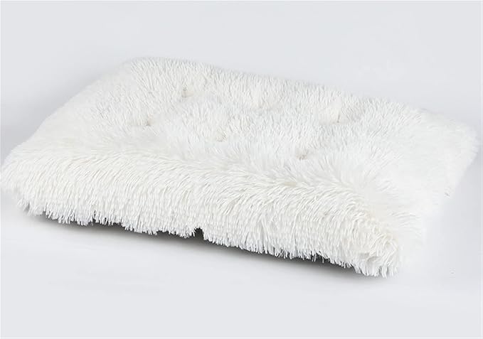 Long Plush Calming Pet Bed Cuddler Pet Bed for Dogs and Cats Fluffy Faux Fur Dog Bed with Anti Slip Bottom Machine Washable Pet Sleep Bed Crate Mat White 2XL