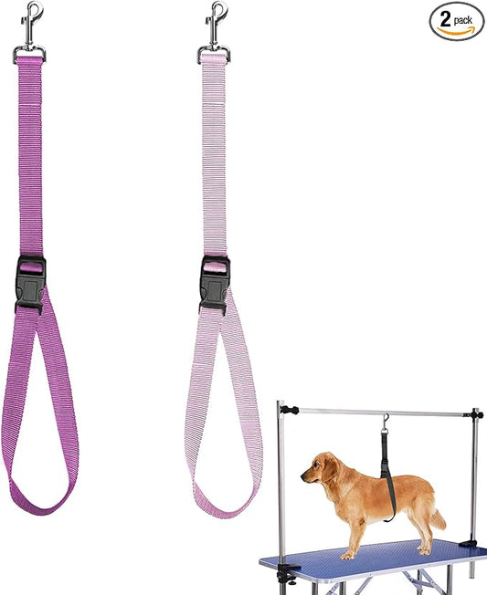 Dog Bath Tether Dog Grooming Loop Noose Dog Bathing Safety Tether Straps Adjustable Nylon Grooming Noose Accessories Extension for Pet GroomingTable (Pink)