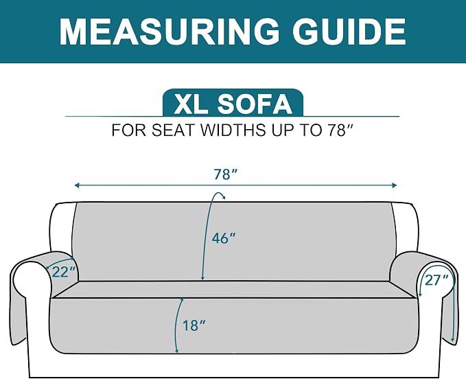Turquoize 100% Waterproof Sofa Covers Couch Cover Sofa Cover for Dogs Couch Protector Triple Non-Slip Sofa Slipcover for 3 Cushion Couch Furniture Protector for Pets, Kids,Dog (XL Sofa 78", Dove Gray)