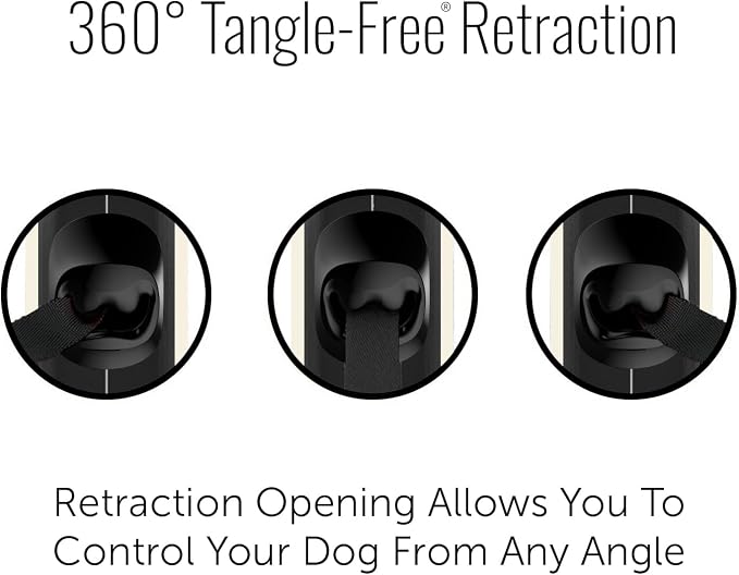 TUG Oval 360° Tangle-Free Retractable Dog Leash with Integrated Waste Bag Dispenser (Large, Cream)