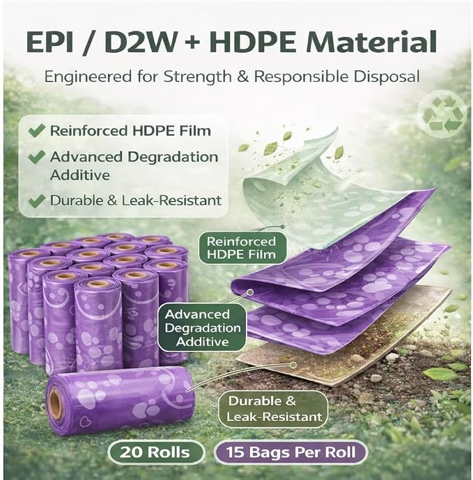 BPI Certified Compostable Dog Poop Bags 300 Count, Extra Thick Leak-Proof Pet Waste Bags, ASTM D6400 Biodegradable, 9 x 13 Inches for Small & Large Dogs