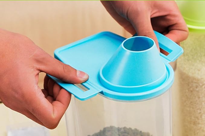 Pet Food Storage Container with Graduated Cup and Seal Buckles Food Dispenser for Dogs Cats (Blue)