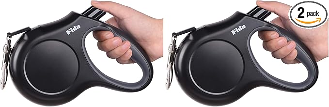 Fida Retractable Dog Leash Large Breed, Heavy Duty 16 ft Dog Walking Leash, up to 110 lbs, 360° Tangle Free, Black (Pack of 2)