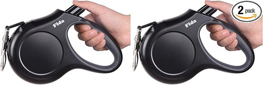 Fida Retractable Dog Leash Large Breed, Heavy Duty 16 ft Dog Walking Leash, up to 110 lbs, 360° Tangle Free, Black (Pack of 2)