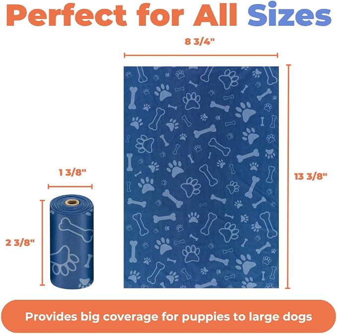 Best Pet Supplies Dog Poop Bags for Waste Refuse Cleanup, Doggy Roll Replacements for Outdoor Puppy Walking and Travel, Leak Proof and Tear Resistant, Thick Plastic - Loyal Blue, 150 Bags