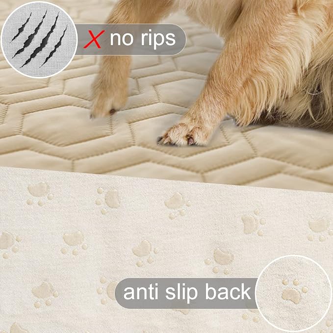 Tcksstex Waterproof and Non-Slip Dog Bed Cover and Pet Blanket Sofa Pet Bed Mat ，car Incontinence Mattress Protectors Furniture Couch Cover for Most Cats Dogs, Pets（40x50-Beige）