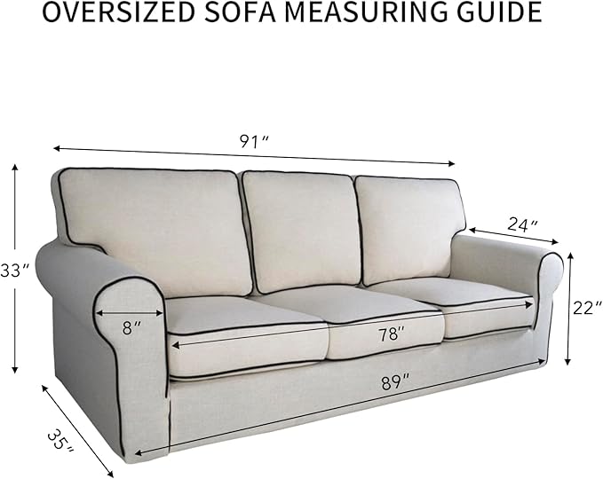 PureFit 100% Dual Waterproof Couch Cover Slipcovers for Couches and Sofas - Stretch Non Slip Fleece Sofa Covers Washable, Leakproof Furniture Protector for Kids, Pets, Dog (Oversized Sofa, Gray)