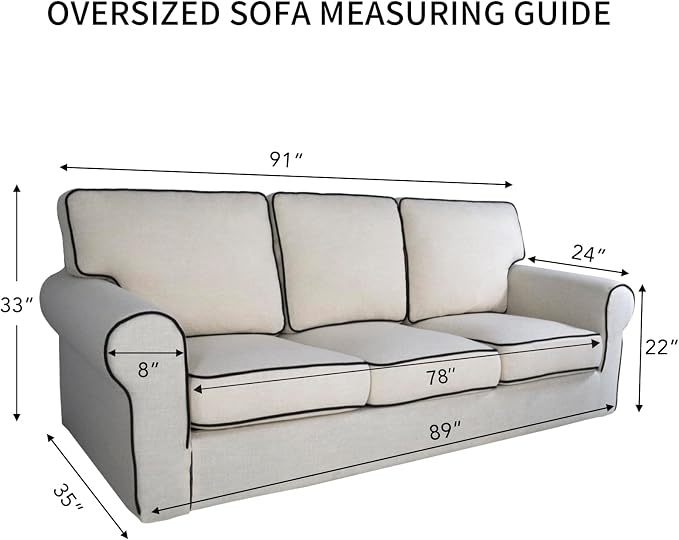PureFit 100% Dual Waterproof Couch Cover Slipcovers for Couches and Sofas - Stretch Non Slip Fleece Sofa Covers Washable, Leakproof Furniture Protector for Kids, Pets, Dog (Oversized Sofa, Beige)