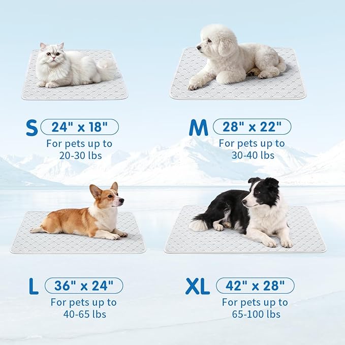 Pet Cooling Mat Scratch Resistant QMAX>0.5 Instant 6-12°F Drop,No Water or Electricity Needed Self Cooling Crate Mat for Bed, Floor, Car Travel Indoor Outdoor Summer Use Light Gray 42" x 28"