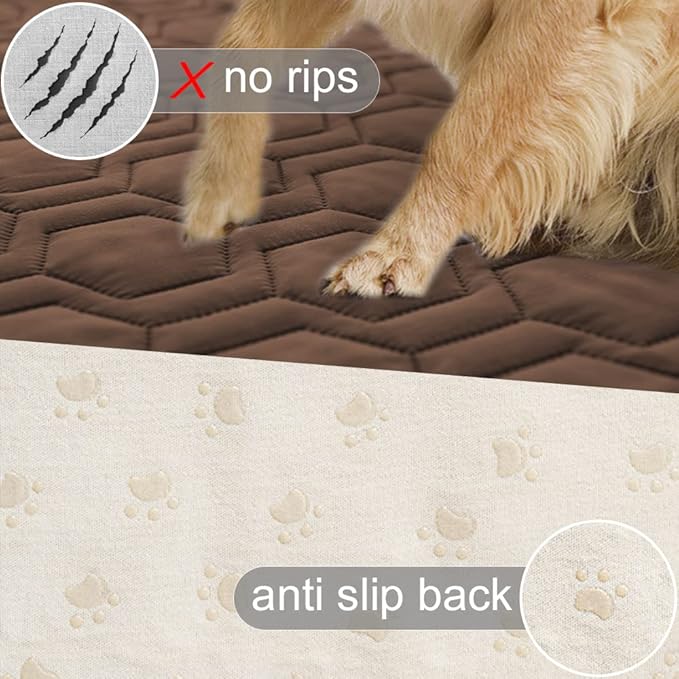 Tcksstex Waterproof and Anti-Slip Dog Bed Cover and Pet Blanket Sofa Pet Bed Mat ，car Incontinence Mattress Protectors Furniture Couch Cover for Most Cats Dogs, Pets（82x102-Chocolate）