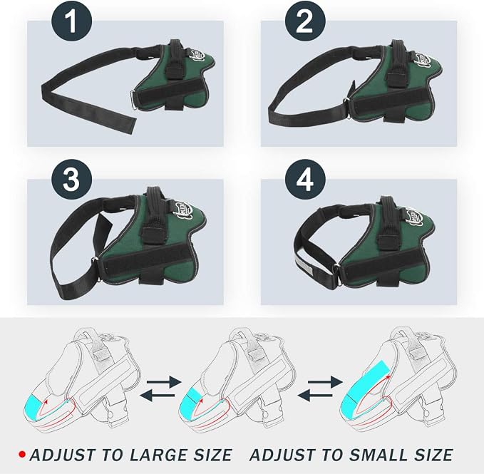 Dog Harness, No-Pull Reflective Dog Vest, Breathable Adjustable Pet Harness with Handle for Outdoor Walking - No More Pulling, Tugging or Choking (Dark Green, L)