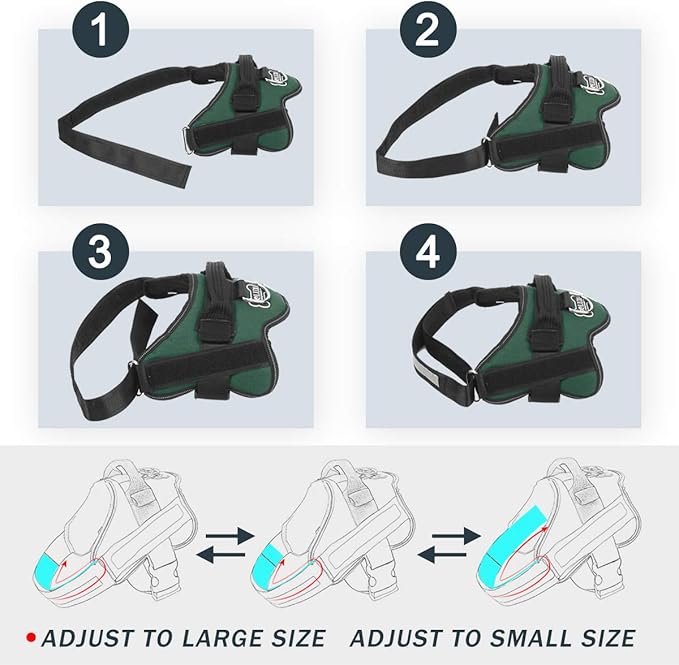 Dog Harness, No-Pull Reflective Dog Vest, Breathable Adjustable Pet Harness with Handle for Outdoor Walking - No More Pulling, Tugging or Choking (Dark Green, S)