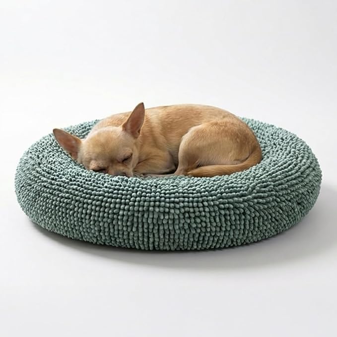 Muddy Mat® Cloud K-9 Bed for Dogs & Cats, Soft & Relaxing Donut Dog Bed, Chenille Material, Removable Cover, Washable & Dryer Safe–Seafoam Green Small(25'x25')