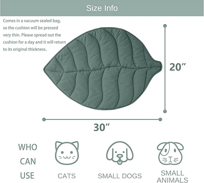 Letalong 30 X 20 Inch Leaf Shaped Cotton Cat Bed Pad, Warming Cat Mat, Pet Warming Pad for Cats, Warmer Mat for Feral and Indoor Cats, 2025 Enlarged and Thickened Leaf Beds
