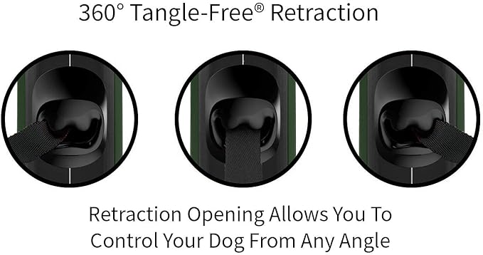 TUG Oval 360° Tangle-Free Retractable Dog Leash with Integrated Waste Bag Dispenser (Medium, Green)