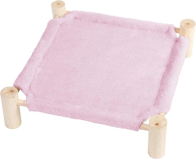 Patas Lague Cat and Dog Hammock Bed for Small Dogs, Brethable Wooden Cat Pet Rabbit Elevated Bed Cots Furniture for All Seasons Fleece Purple