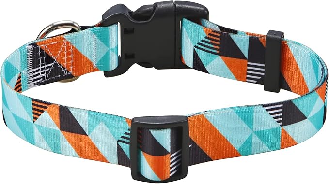 Mihqy Dog Collar with Bohemia Floral Tribal Geometric Patterns - Soft Ethnic Style Collar Adjustable for Small Medium Large Dogs (Geometry,XS)