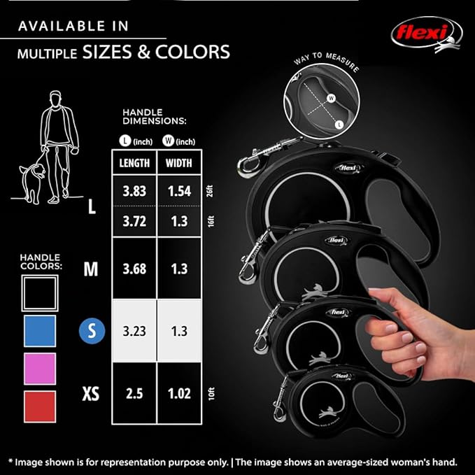 FLEXI Classic Cord Retractable Dog Leash for Small Dogs up to 33 lbs. – 26 ft., Black | Tangle-Free Cord Design with One-Handed Brake, Pause, Lock|German Quality Product