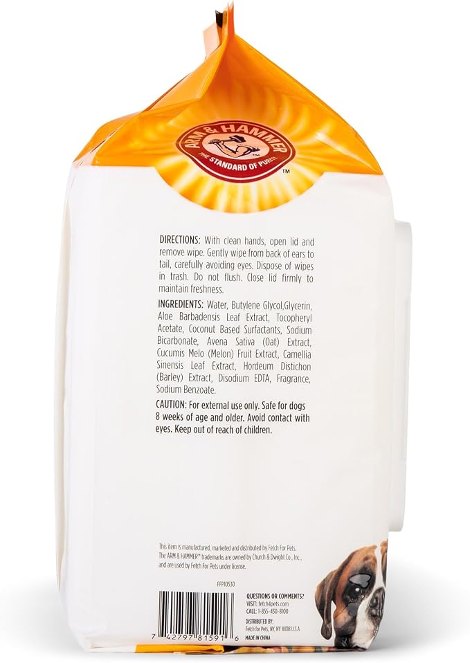 Arm & Hammer for Pets Heavy Duty Multipurpose Dog Wipes Paw and Butt Wipes Cleans Deodorizes and Freshens Coat and Skin Between Baths Mango Scent 100 Count 6 Pack Arm Hammer Multi-Dog Supply