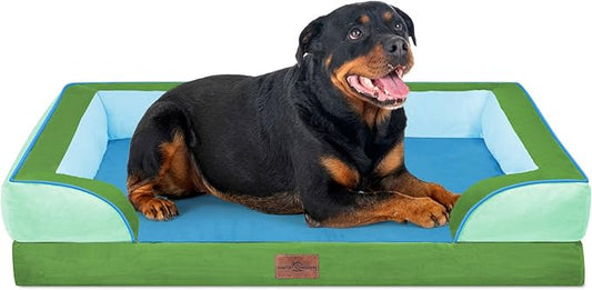 Comfort Expression Orthopedic Dog Bed for Extra Large Dogs 45x35 Inch, Waterproof Egg Crate Foam XL Pet Bed with Bolsters, Dog Couch with Washable Cover & Non-Slip Bottom, Boston