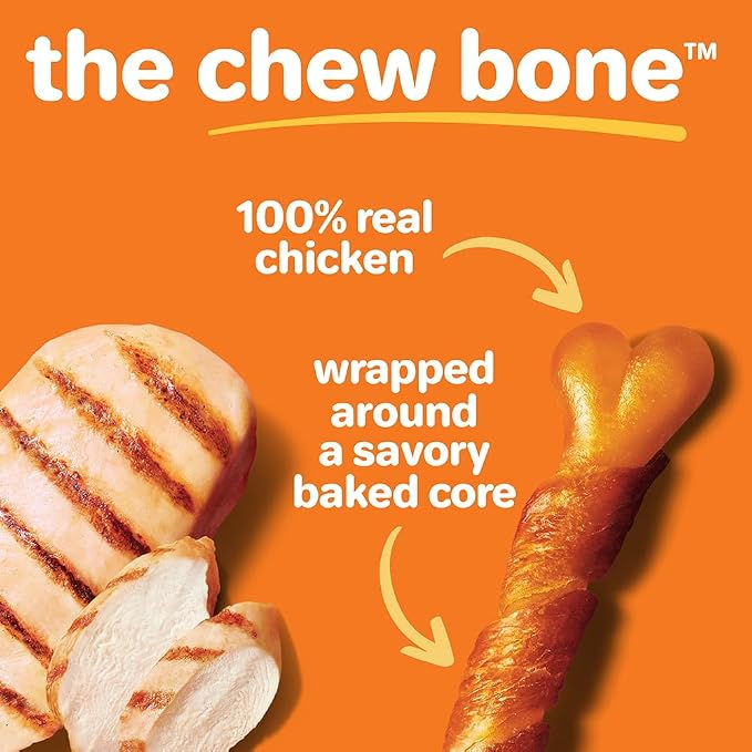 Oinkies Chicken Wrapped Lasting Chew Bone Dog Treats, 25 ct