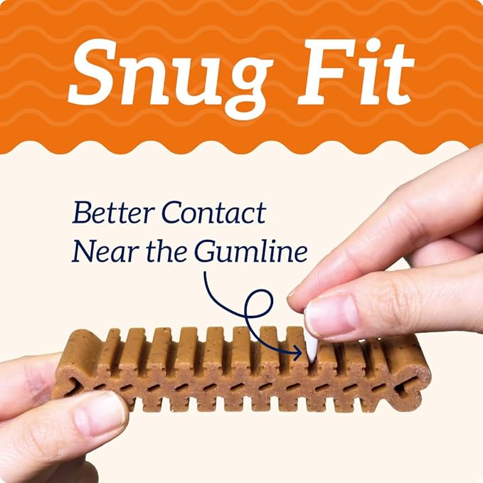 Groovies Flexible Dog Dental Chews with Patented DentalFit Technology to Help Support Tartar Control & Fresh Breath, Large Dog Chews for 25-50 lb Dogs, USA Manufactured Oral Care, 27 Chews