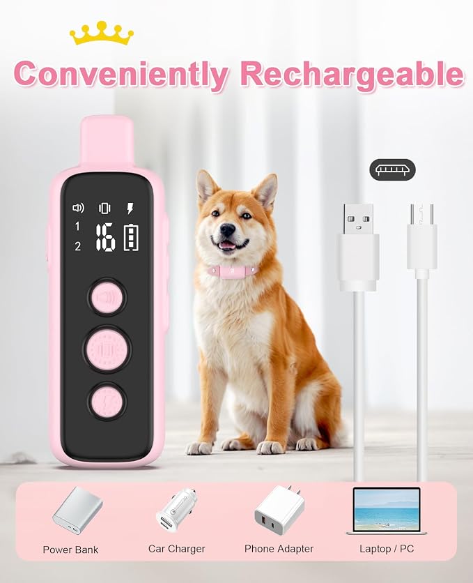 Bousnic Shock Collar for Dogs - Waterproof Rechargeable Dog Electric Training Collar with Remote for Small Medium Large Dogs with Beep, Vibration, Safe Shock Modes (8-120 Lbs)