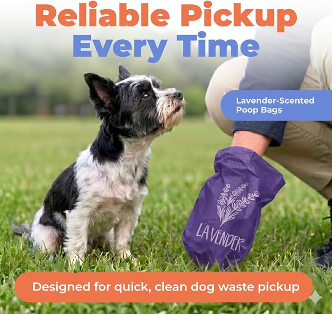 Best Pet Supplies Dog Poop Bags for Waste Refuse Cleanup, Doggy Roll Replacements for Outdoor Puppy Walking and Travel, Leak Proof and Tear Resistant, Thick Plastic - Purple (Scented), 240 Bags