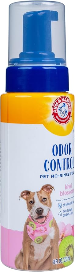 Arm & Hammer for Pets Odor Control No-Rinse Foam Dogs Kiwi Blossom Waterless Baking Soda Dog Deodorizer pH Balanced Free Sulfates 8 FL Oz 6
