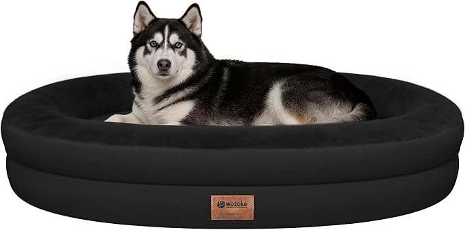Orthopedic Dog Bed for Extra Large Dogs, XL Waterproof Dog Bed with Bolsters, Supportive Egg Crate Foam Pet Couch Bed with Removable Washable Cover & Non-Slip Bottom, Black