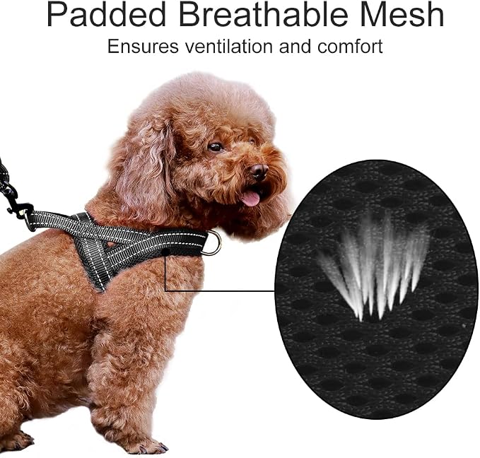 Plutus Pet No Pull Dog Harness with Breathable Mesh Padded, Adjustable Reflective Escape Proof Dog Harness, Quick Fit Dog Vest Harness for Small Medium Large Dogs(S, Black)