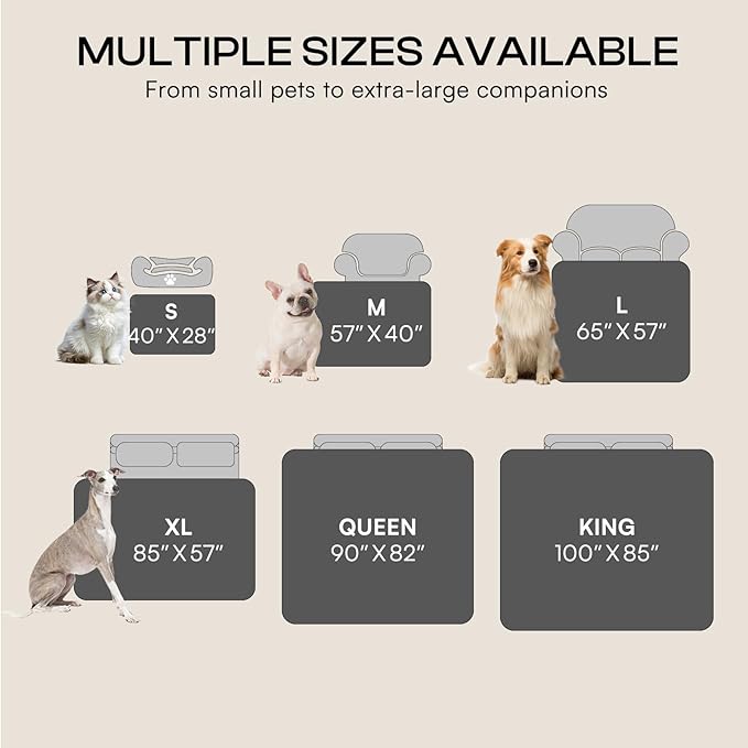 Luciphia Waterproof Pet Blanket, Liquid Pee Proof Dog Blanket for Sofa Bed Couch, Reversible Sherpa Fleece Furniture Protector Cover for Small Medium Large Dogs Cats, Light Grey Queen Size（90" x 82"）