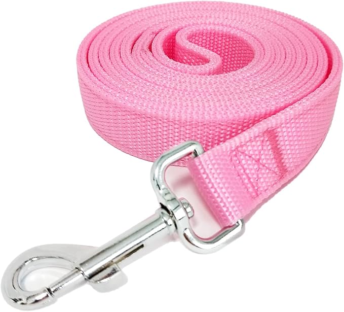 Strong Nylon Dog Leash with 2-Layer, 4 FT/ 6 Feet Long, 1 Inch Wide for Medium Large Dogs (1'' x 5 FT, Pink)