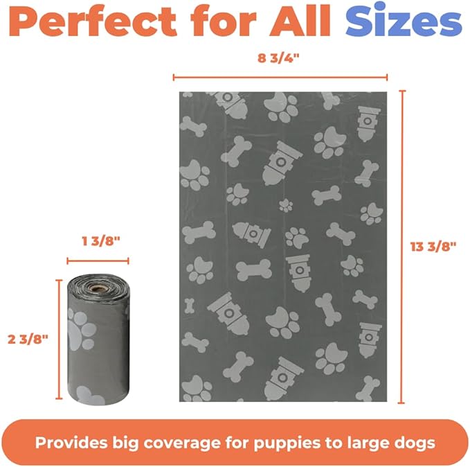 Best Pet Supplies Dog Poop Bags for Waste Refuse Cleanup, Doggy Roll Replacements for Outdoor Puppy Walking and Travel, Leak Proof and Tear Resistant, Thick Plastic - Gray, 240 Bags