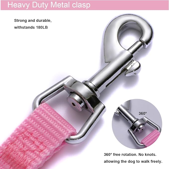 6 FT Puppy Leashes, Strong Traditional Style Leash with Easy to Use Collar Hook,Dog Lead Great for Small and Medium and Large Dog (Pink, 5/8 in x 6 ft)