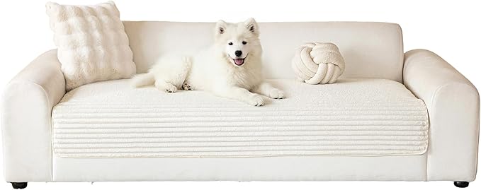 MYSKY HOME 100% Waterproof Couch Cover for Pets, Couch Covers for Sofa, Sectional Couch Covers for Dogs, Sofa Covers Washable Slipcovers Protector Couch Cushion Covers, Off White, 35"x70.9"