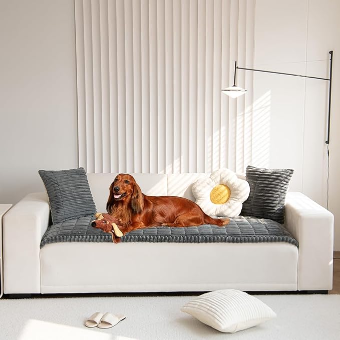 Mitid Sofa Cover Fuzzy Couch Cover for Pet, Couch Covers for Dogs Washable Non-Slip Sofa Slipcover Cushion Protector Pets Friendly Mat