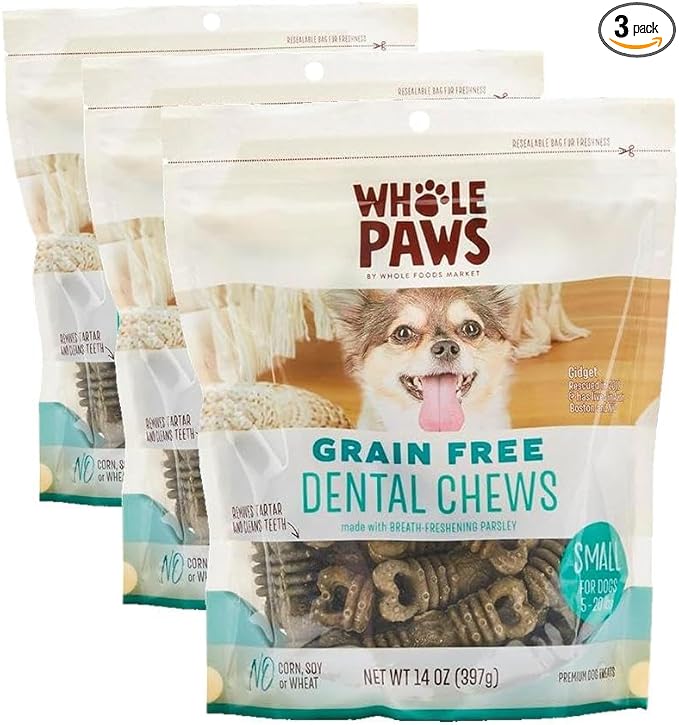 Whole Paws Grain Free Dental Chews, Small, 14 Oz (Pack of 3)