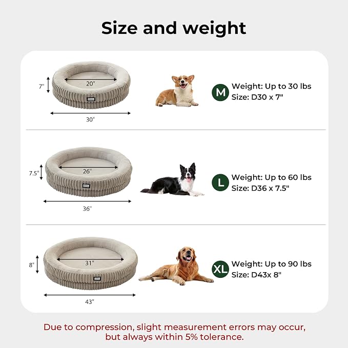 BALANCE Donut Dog Bed, 30 Inches Round Dog Bed Medium Size Dogs Washable, Orthopedic Calming Dogs Beds for Pets, Fluffy Plush Faux Fur Pet Bed with Anti-Slip Bottom