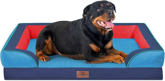 Comfort Expression Orthopedic Dog Bed for Extra Large Dogs 45x35 Inch, Waterproof Egg Crate Foam XL Pet Bed with Bolsters, Dog Couch with Washable Cover & Non-Slip Bottom, Philadelphia